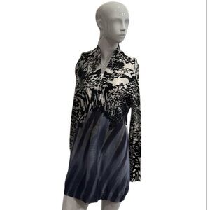 Nic+Zoe Mixed Print Art to Wear Open Cotton Blend Cardigan Size Medium